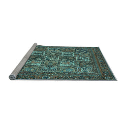 Sideview of Machine Washable Persian Light Blue Traditional Rug, wshtr2294lblu