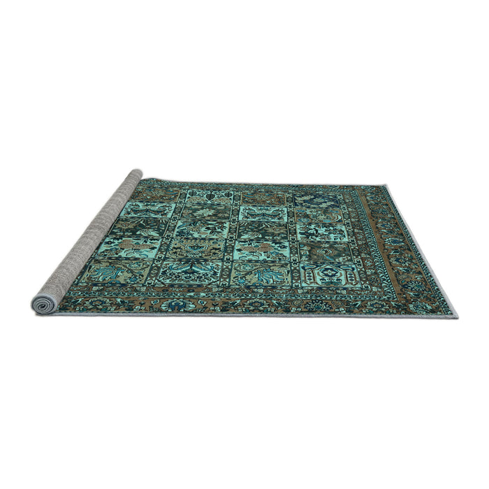 Sideview of Machine Washable Persian Light Blue Traditional Rug, wshtr2294lblu