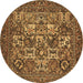 Round Machine Washable Persian Brown Traditional Rug, wshtr2294brn