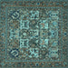 Square Machine Washable Persian Light Blue Traditional Rug, wshtr2294lblu