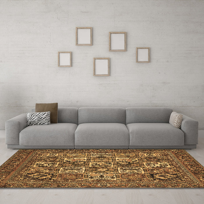 Machine Washable Persian Brown Traditional Rug in a Living Room,, wshtr2294brn