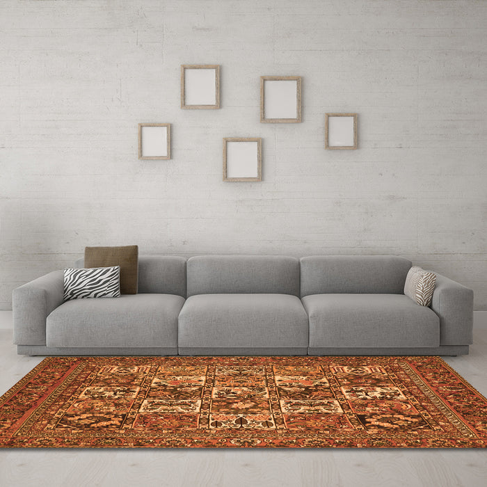 Machine Washable Persian Orange Traditional Area Rugs in a Living Room, wshtr2294org