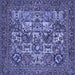 Square Machine Washable Persian Blue Traditional Rug, wshtr2294blu