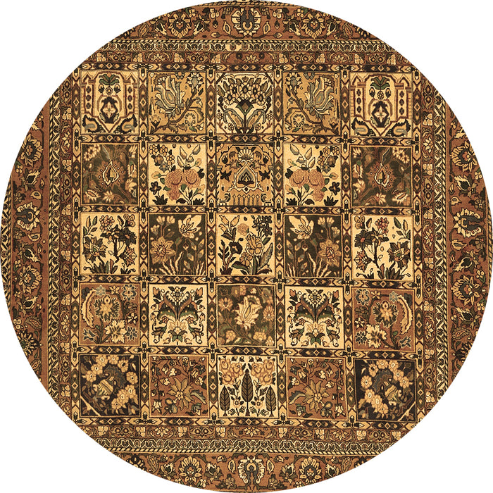 Round Persian Brown Traditional Rug, tr2294brn
