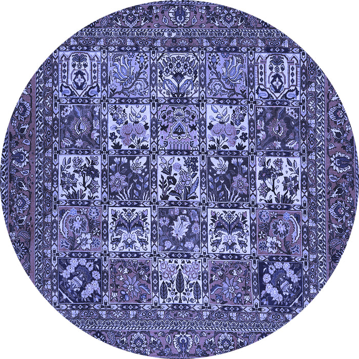 Round Machine Washable Persian Blue Traditional Rug, wshtr2294blu
