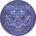 Round Machine Washable Persian Blue Traditional Rug, wshtr2294blu