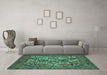 Machine Washable Persian Turquoise Traditional Area Rugs in a Living Room,, wshtr2294turq