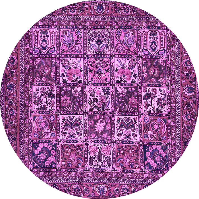 Round Machine Washable Persian Purple Traditional Area Rugs, wshtr2294pur