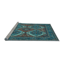 Sideview of Machine Washable Persian Light Blue Traditional Rug, wshtr2295lblu