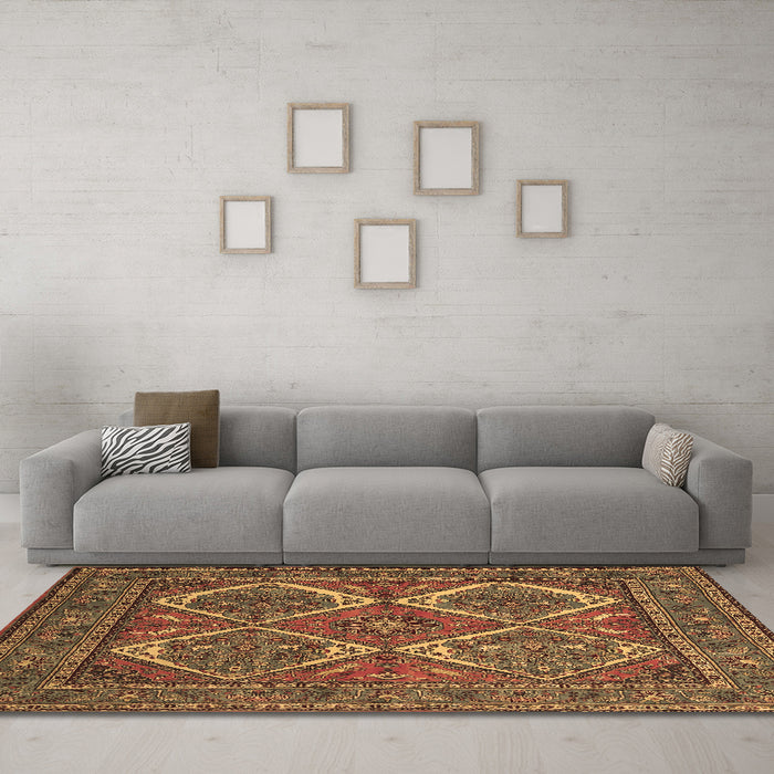 Machine Washable Persian Brown Traditional Rug in a Living Room,, wshtr2295brn