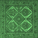 Square Machine Washable Persian Emerald Green Traditional Area Rugs, wshtr2295emgrn