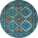 Round Persian Light Blue Traditional Rug, tr2295lblu