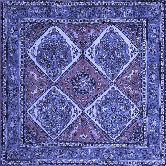 Square Machine Washable Persian Blue Traditional Rug, wshtr2295blu