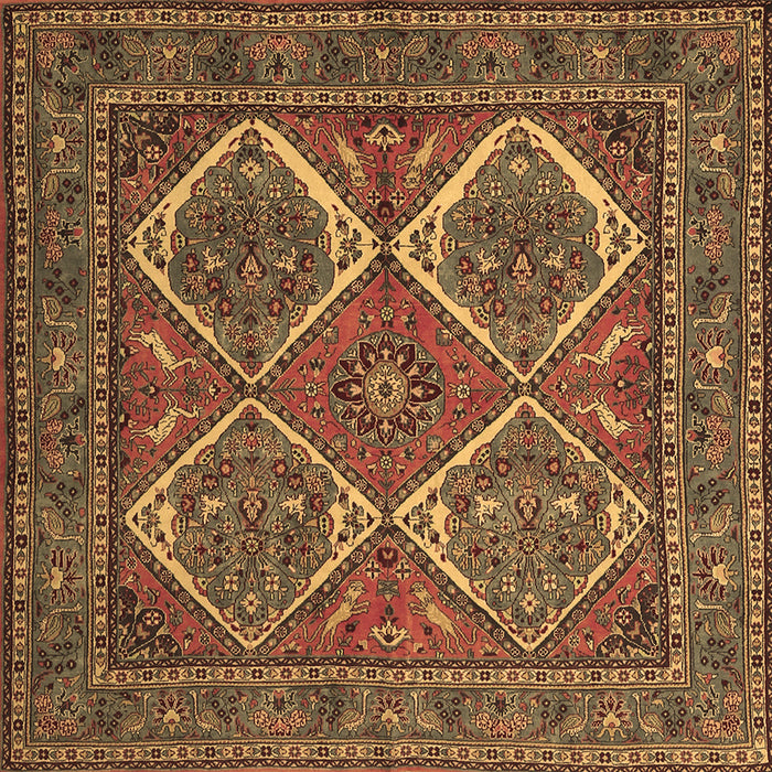 Square Machine Washable Persian Brown Traditional Rug, wshtr2295brn