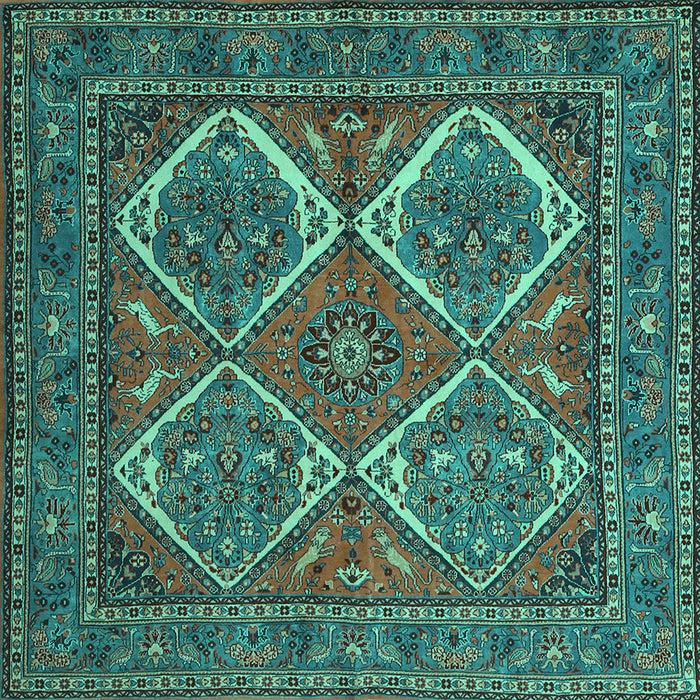 Square Persian Turquoise Traditional Rug, tr2295turq