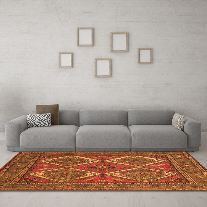 Machine Washable Persian Orange Traditional Area Rugs in a Living Room, wshtr2295org