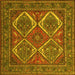 Square Persian Yellow Traditional Rug, tr2295yw