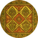 Round Persian Yellow Traditional Rug, tr2295yw