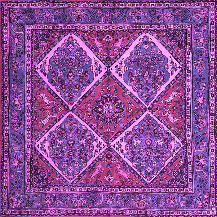 Square Machine Washable Persian Purple Traditional Area Rugs, wshtr2295pur