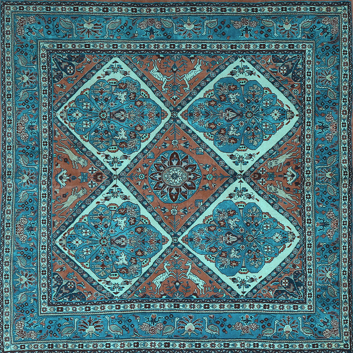 Square Machine Washable Persian Light Blue Traditional Rug, wshtr2295lblu
