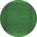 Round Southwestern Emerald Green Country Rug, tr2296emgrn