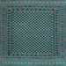 Square Machine Washable Southwestern Light Blue Country Rug, wshtr2296lblu