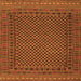 Round Machine Washable Southwestern Orange Country Area Rugs, wshtr2296org