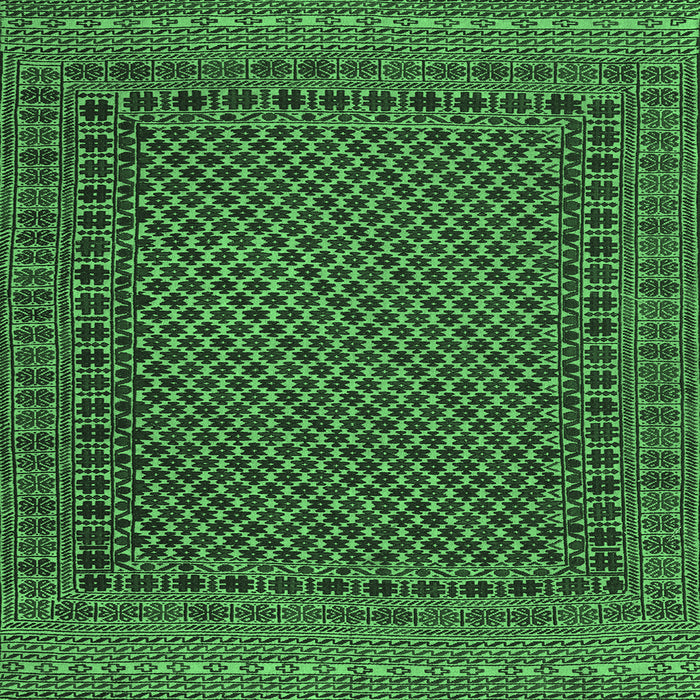 Square Machine Washable Southwestern Emerald Green Country Area Rugs, wshtr2296emgrn