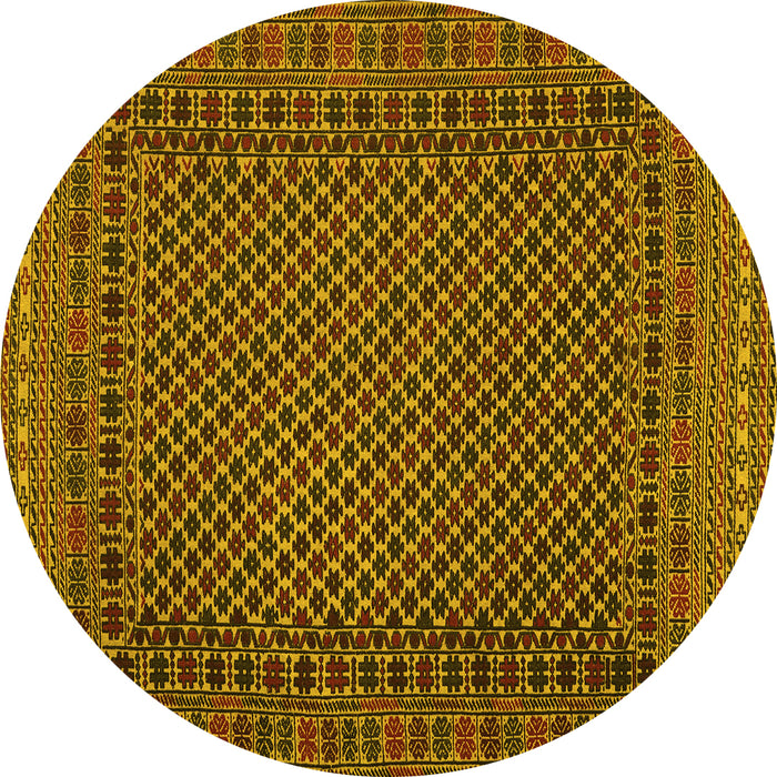 Round Southwestern Yellow Country Rug, tr2296yw