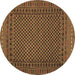 Round Southwestern Brown Country Rug, tr2296brn