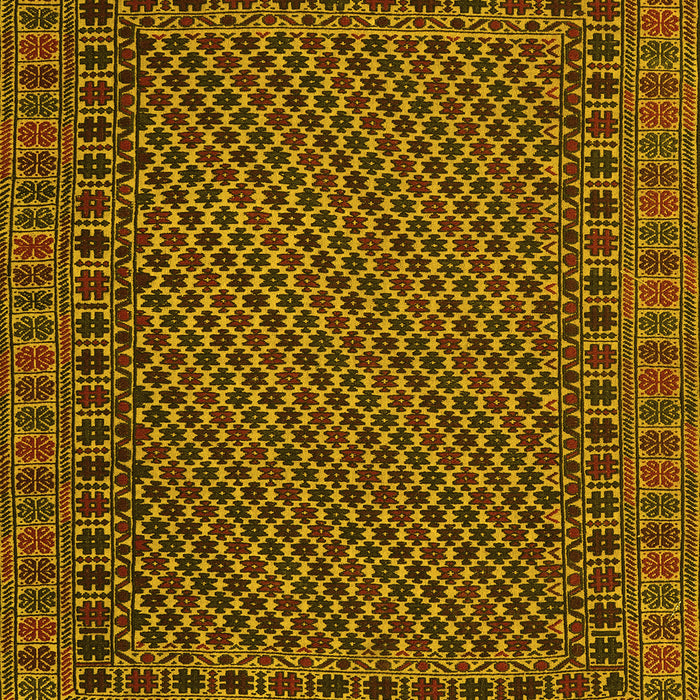 Machine Washable Southwestern Yellow Country Rug, wshtr2296yw
