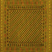 Square Machine Washable Southwestern Yellow Country Rug, wshtr2296yw