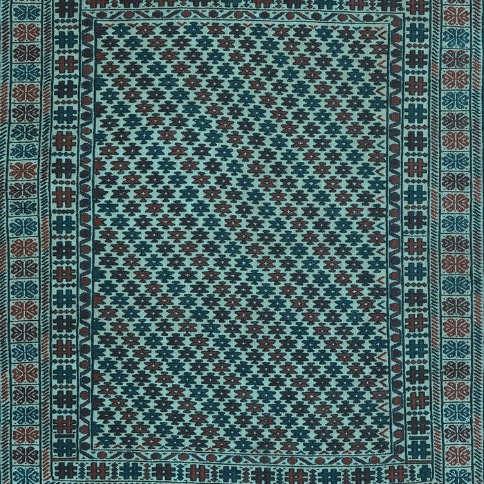 Machine Washable Southwestern Light Blue Country Rug, wshtr2296lblu