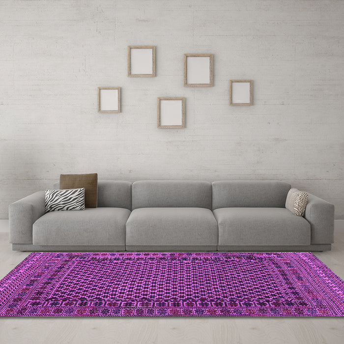 Machine Washable Southwestern Purple Country Area Rugs in a Living Room, wshtr2296pur