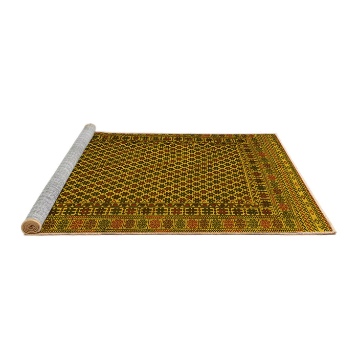 Sideview of Machine Washable Southwestern Yellow Country Rug, wshtr2296yw