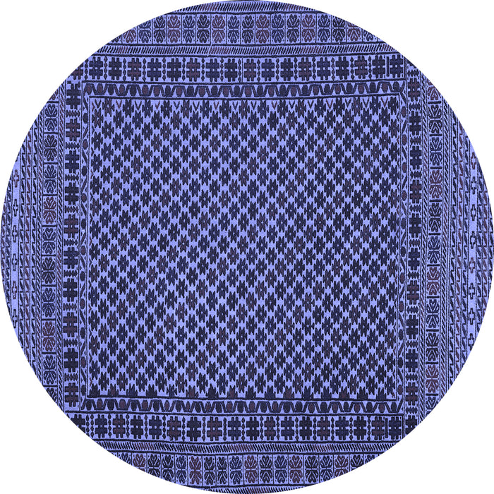 Round Southwestern Blue Country Rug, tr2296blu