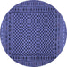 Round Southwestern Blue Country Rug, tr2296blu
