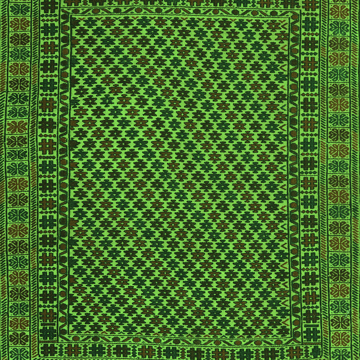 Serging Thickness of Machine Washable Southwestern Green Country Area Rugs, wshtr2296grn