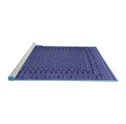 Sideview of Machine Washable Southwestern Blue Country Rug, wshtr2296blu