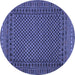 Round Machine Washable Southwestern Blue Country Rug, wshtr2296blu