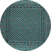 Round Southwestern Light Blue Country Rug, tr2296lblu