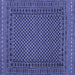 Square Machine Washable Southwestern Blue Country Rug, wshtr2296blu