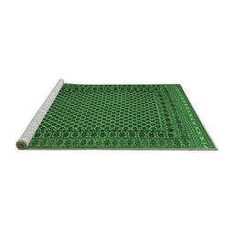Sideview of Machine Washable Southwestern Emerald Green Country Area Rugs, wshtr2296emgrn