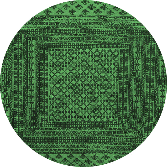 Round Persian Emerald Green Traditional Rug, tr2297emgrn