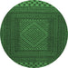 Round Persian Emerald Green Traditional Rug, tr2297emgrn