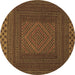 Round Persian Brown Traditional Rug, tr2297brn