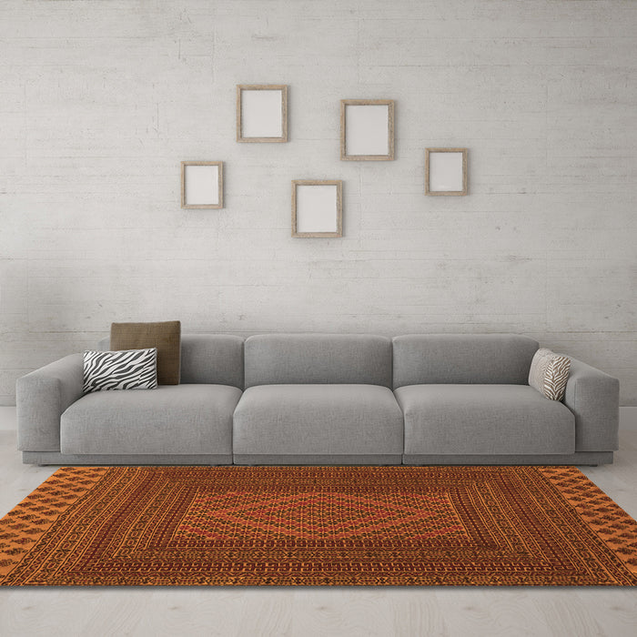 Machine Washable Persian Orange Traditional Area Rugs in a Living Room, wshtr2297org