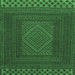 Square Machine Washable Persian Emerald Green Traditional Area Rugs, wshtr2297emgrn