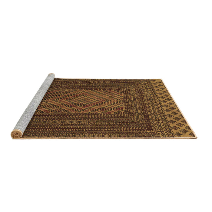 Sideview of Machine Washable Persian Brown Traditional Rug, wshtr2297brn