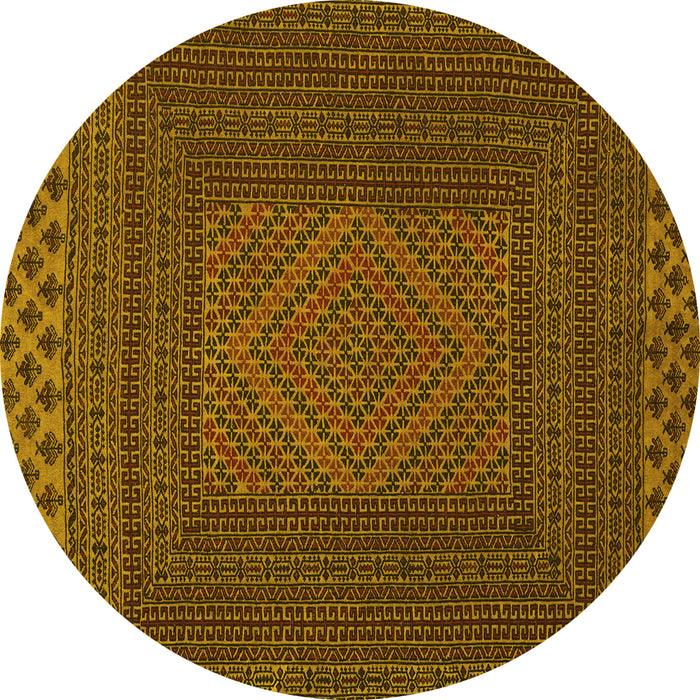 Round Persian Yellow Traditional Rug, tr2297yw